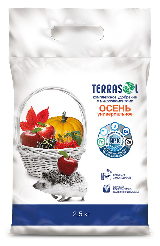 

Удобрение Terrasol Осень сухое минеральное с микроэлементами, 2,5 кг