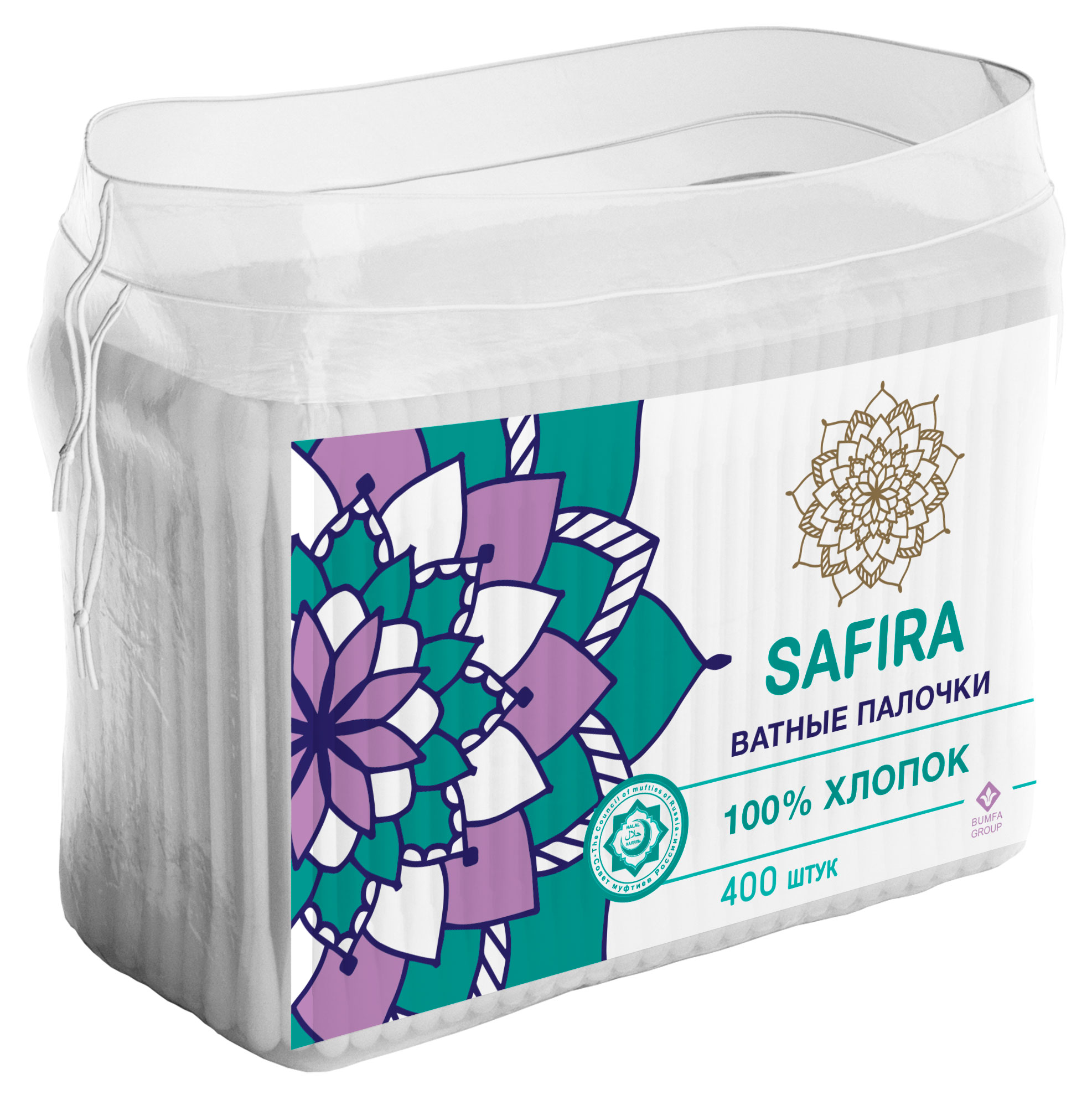 

Ватные палочки Safira Premial 100% хлопок, 400 шт