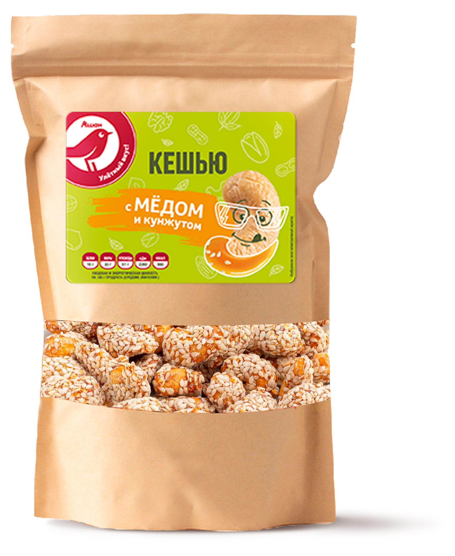 

Кешью АШАН Красная птица с медом и кунжутом, 150 г