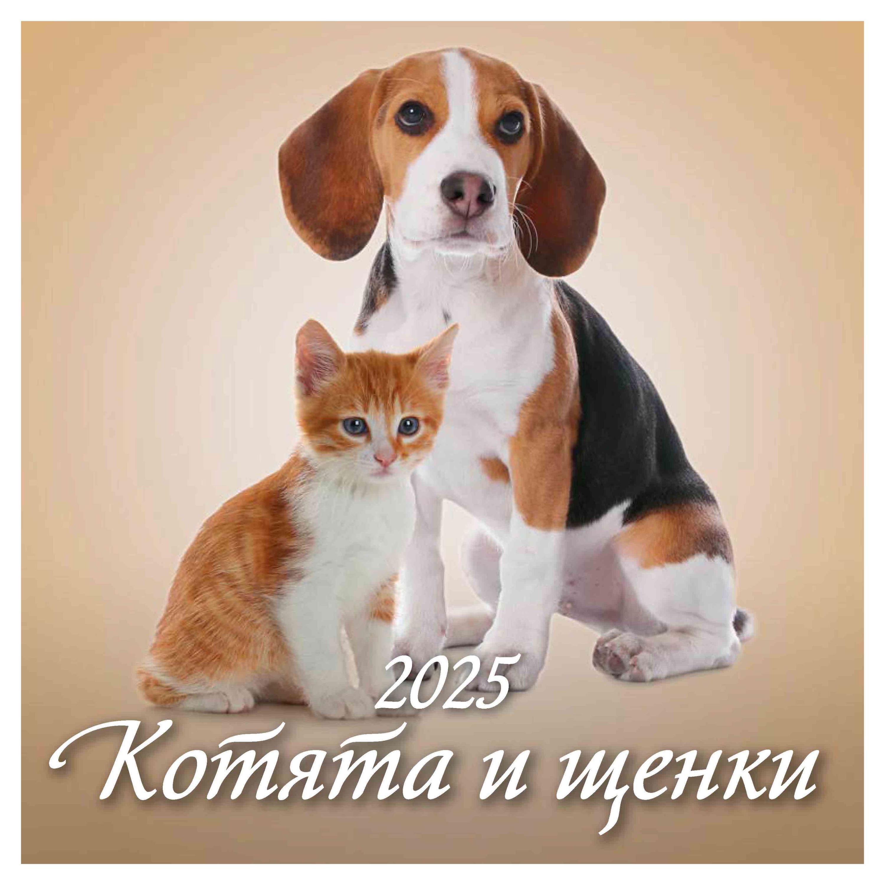 

Календарь настенный перекидной Дитон Котята и щенки 6-листовой 2025 г, 285х285 мм