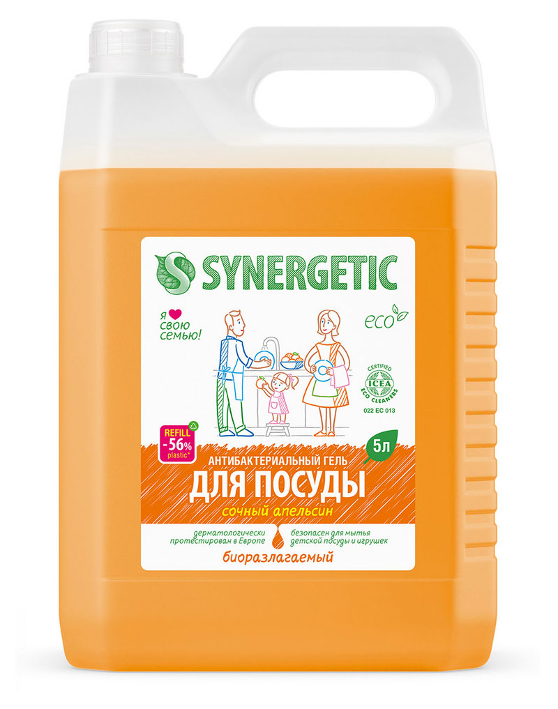 

Средство для мытья посуды и детских игрушек Synergetic Биоразлагаемое антибактериальное Сочный апельсин, 5 л