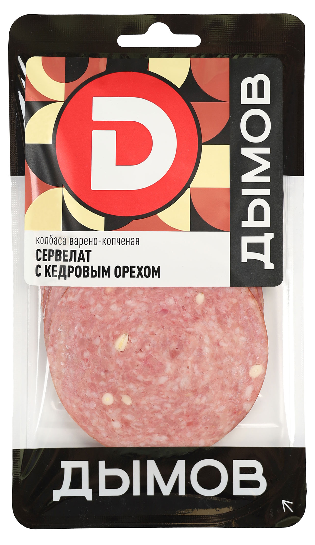 

Колбаса варено-копченая ДЫМОВ Сервелат с кедровым орехом нарезка, 100 г