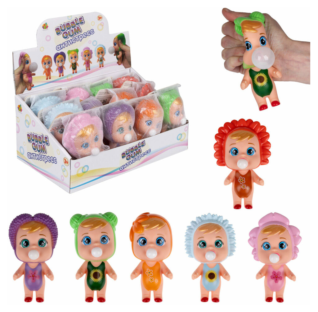 

Антистресс кукла 1TOY Bubble Gum 7х13 см, 1 шт в ассортименте