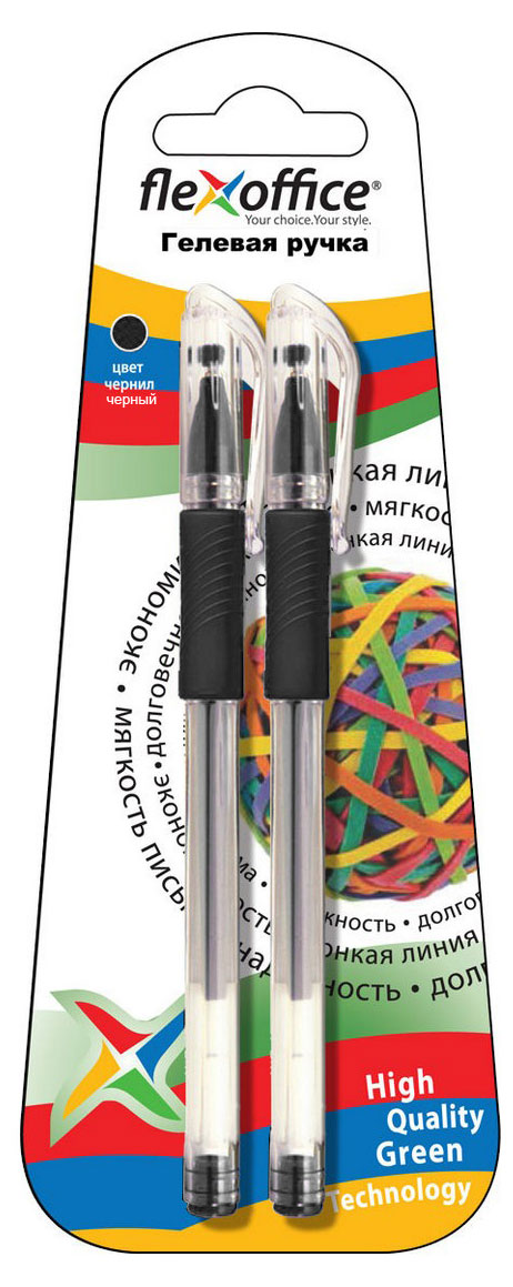 

Ручка гелевая Flexoffice Sunbeam 0,5 мм черная, 2 шт