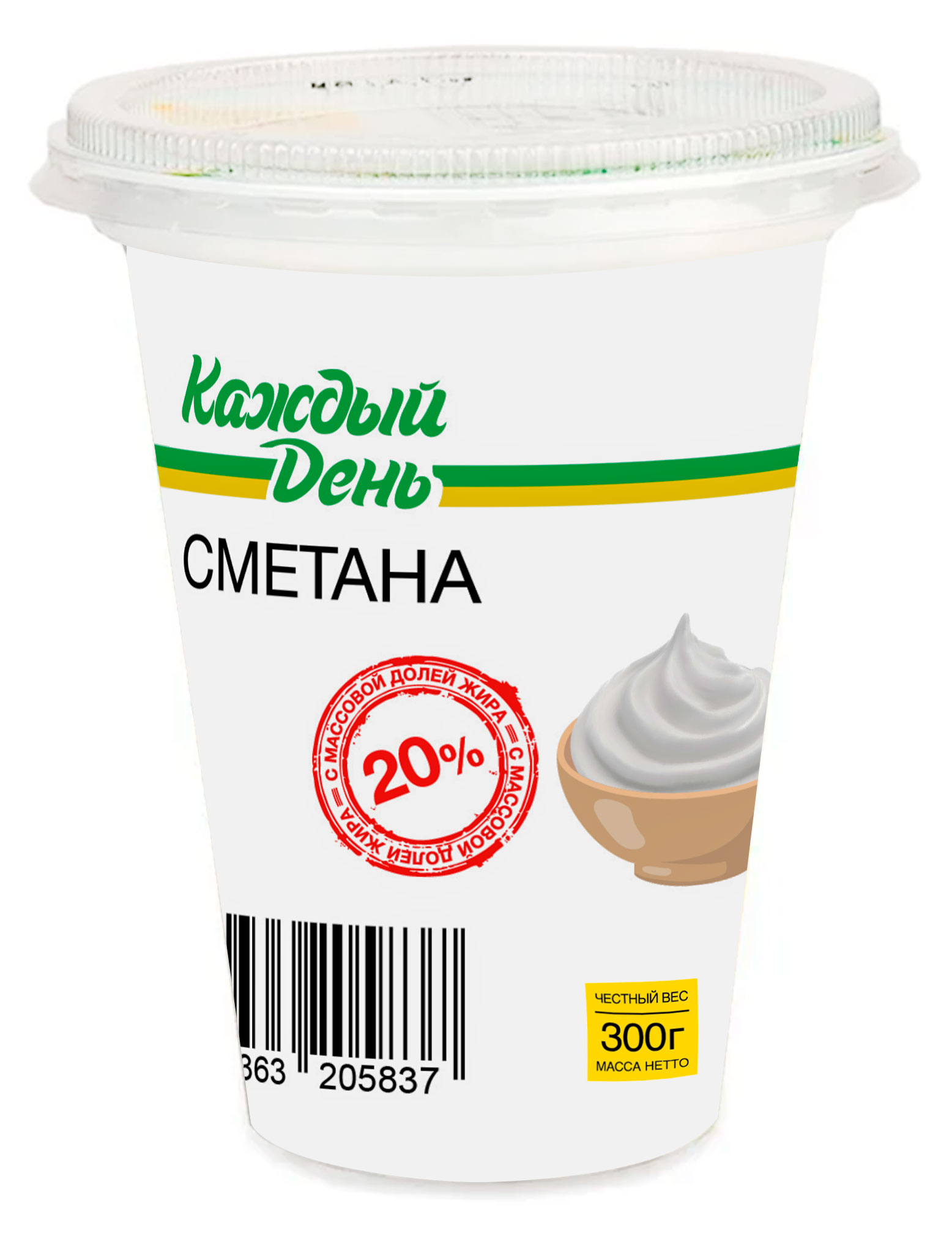 Изображение товара Сметана «Каждый день» 20% БЗМЖ, 300 г