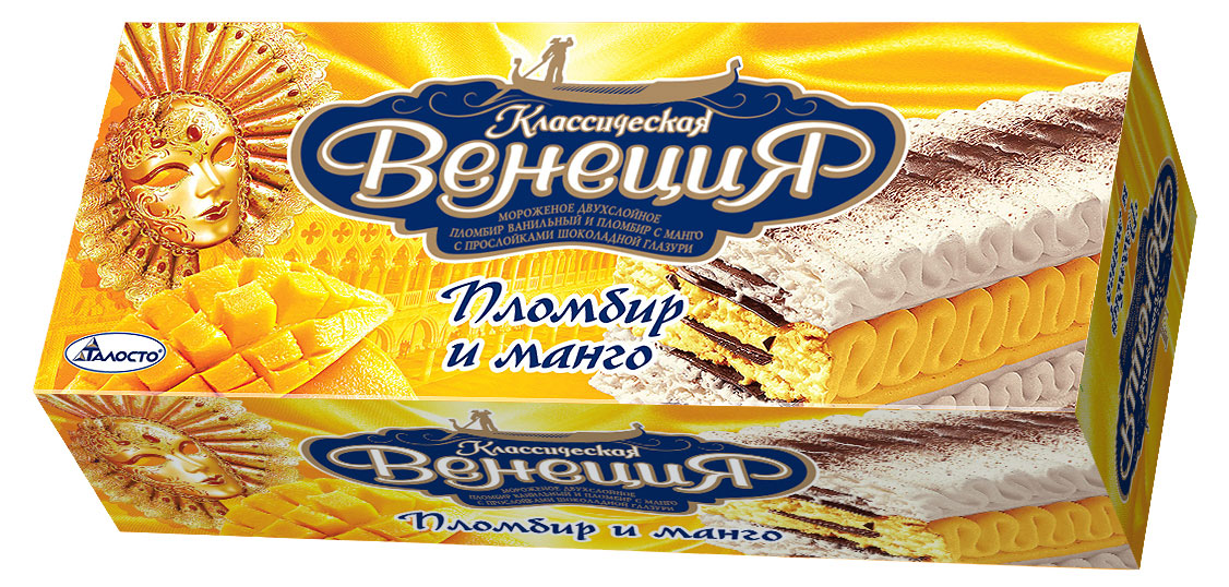 

Торт-мороженое рулет сливочный Талосто Пломбир Классическая Венеция двухслойное манго БЗМЖ, 450 г