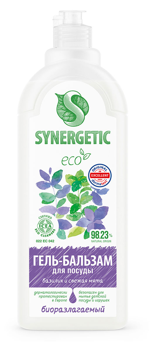 

Гель-бальзам для мытья посуды Synergetic Базилик и свежая мята, 1 л