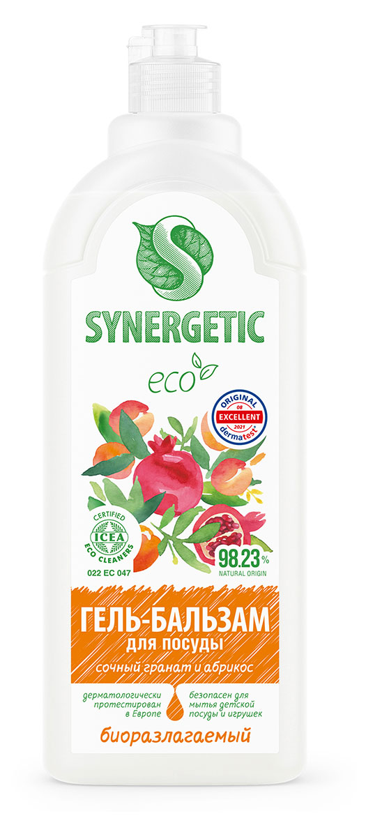 Изображение товара Гель-бальзам для мытья посуды Synergetic Сочный гранат и абрикос, 1 л