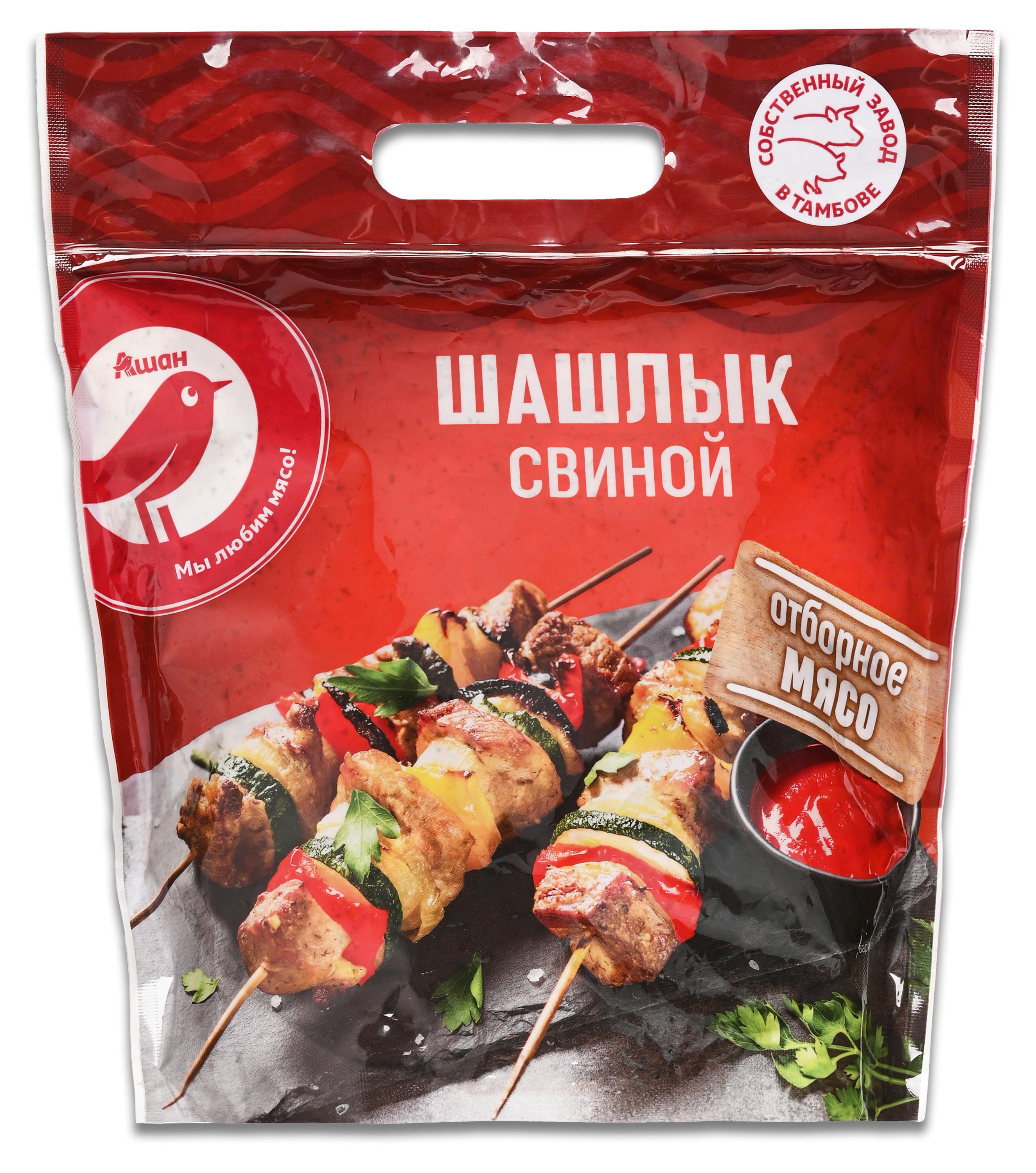 

Шашлык из свиной шейки АШАН Красная птица Домашний охлажденный ~ 1,5 кг