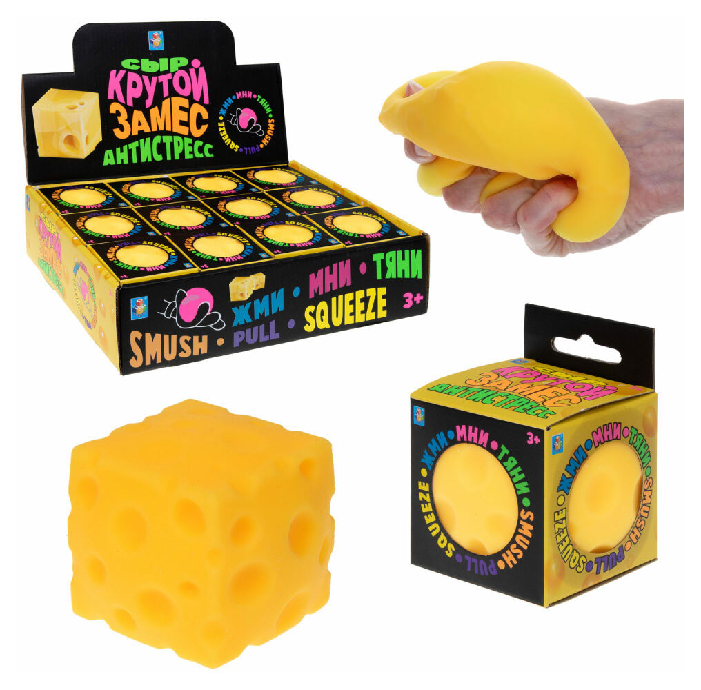 

Игрушка-жмяка 1TOY Крутой замес Сырный кубик, 6 см
