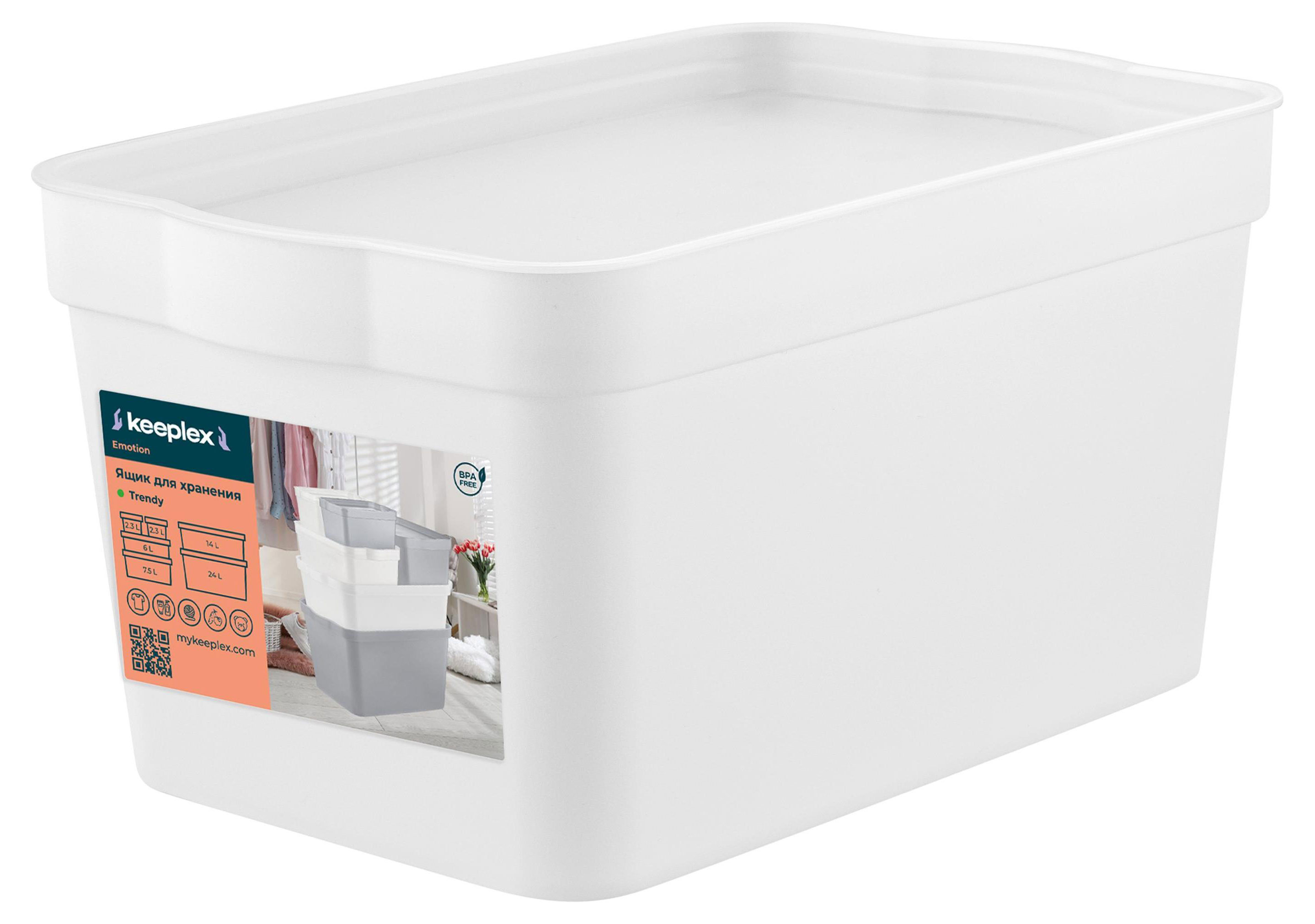 

Ящик для хранения Keeplex Trendy белый 2,3 л, 21,1х14,1х11 см