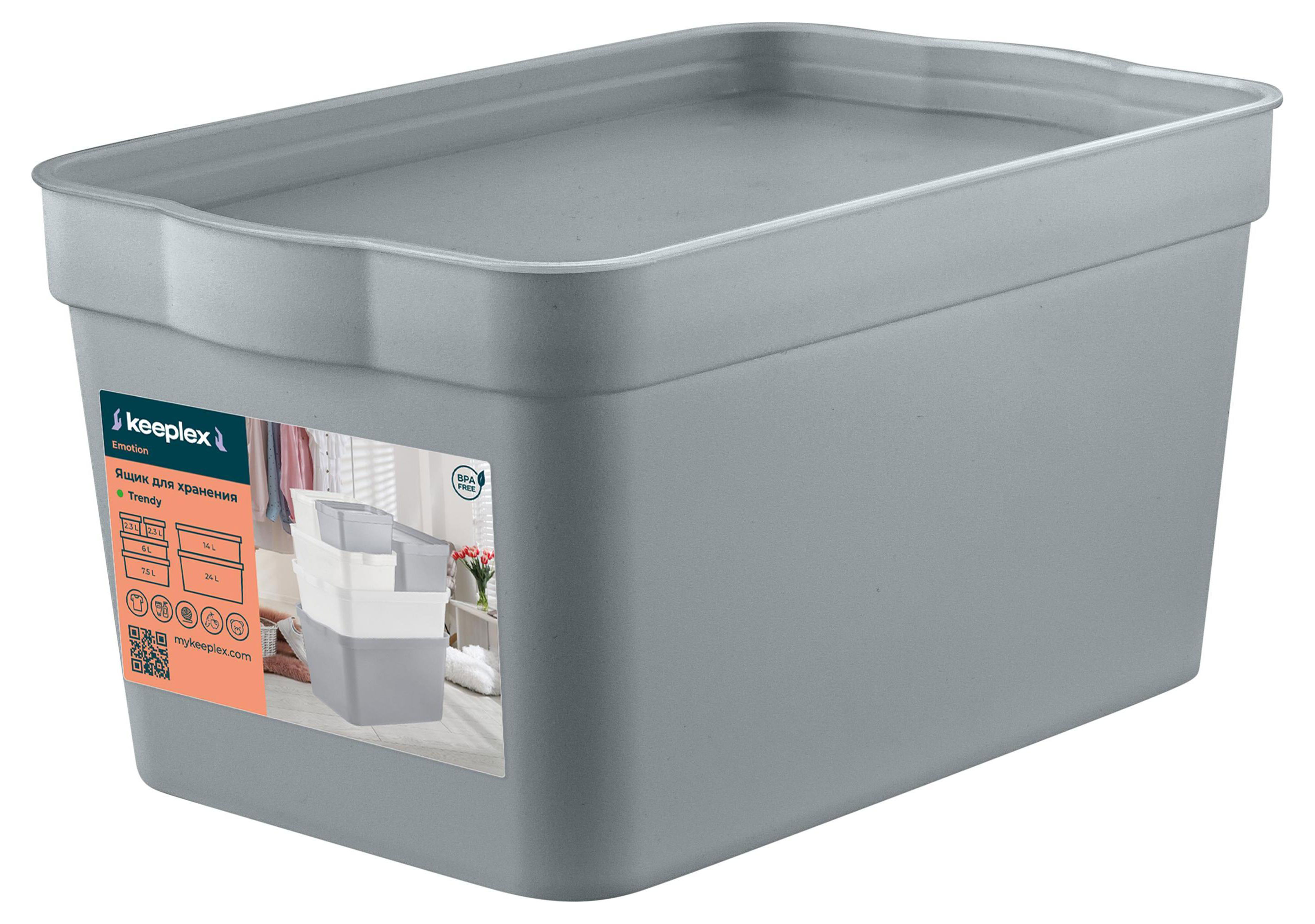 

Ящик для хранения Keeplex Trendy серый топаз 2,3 л, 21,1х14,1х11 см