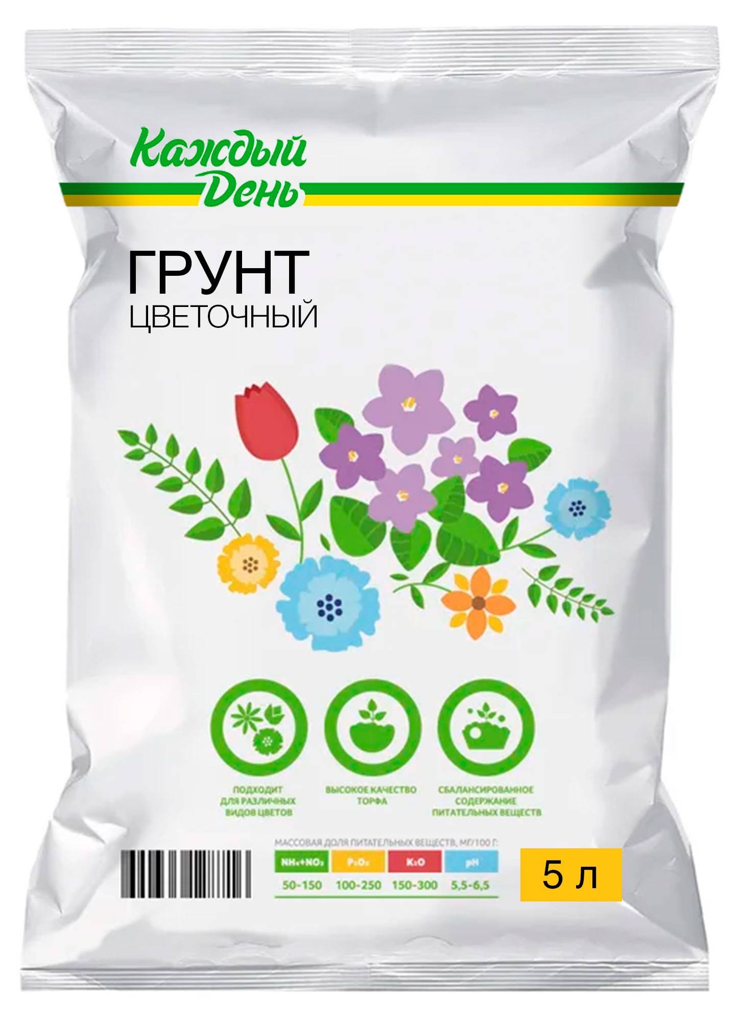 

Грунт цветочный Каждый день, 5 л