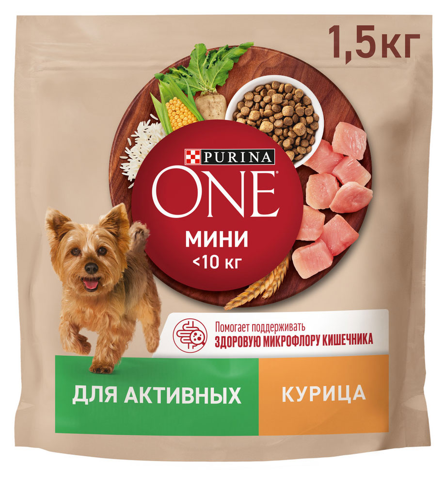 Изображение товара Сухой корм Purina ONE для собак мелких пород курица с рисом 1.5 кг