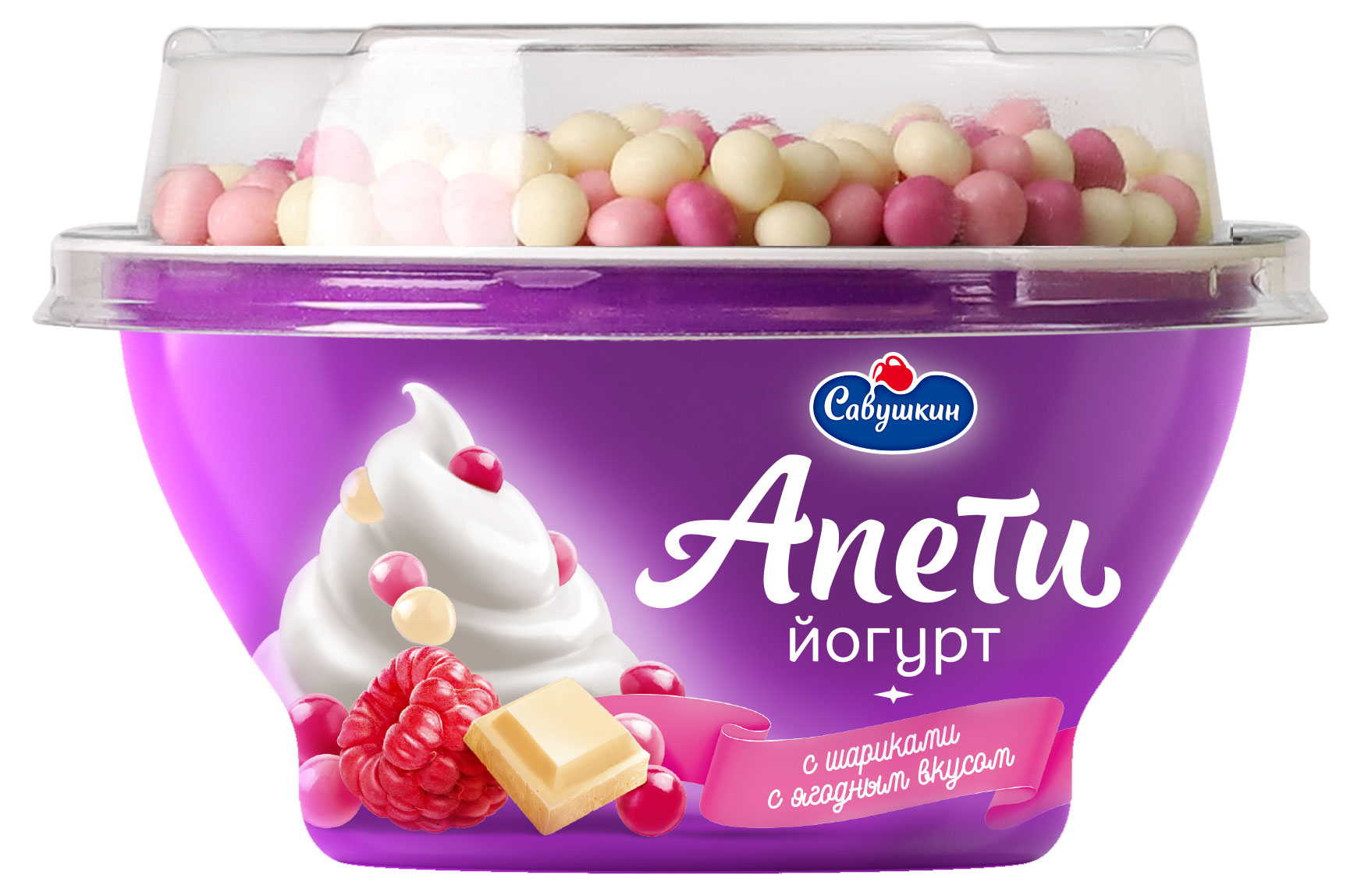 

Йогурт густой Апети Пломбир с шариками с ягодным вкусом 5%, 105 г