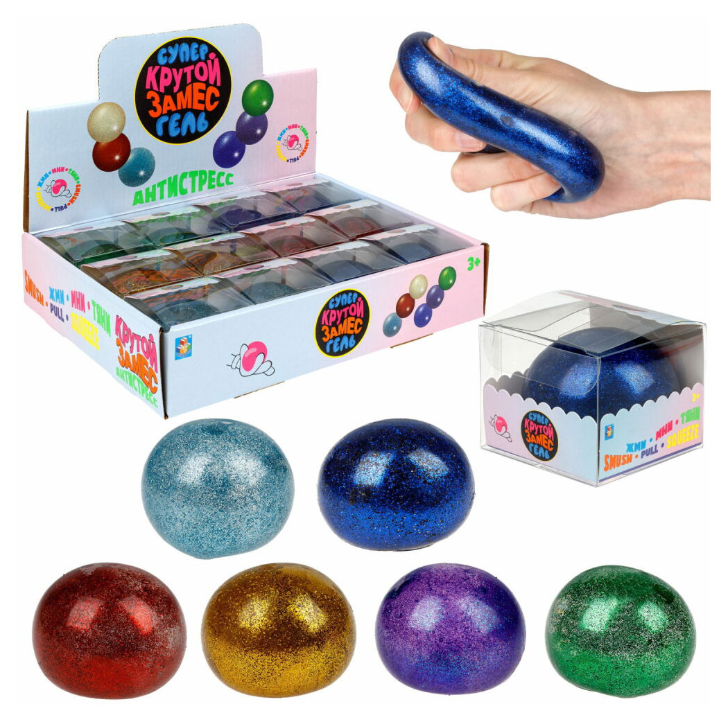 

Игрушка антистресс 1TOY Крутой замес супергель шар, 6 см в ассортименте