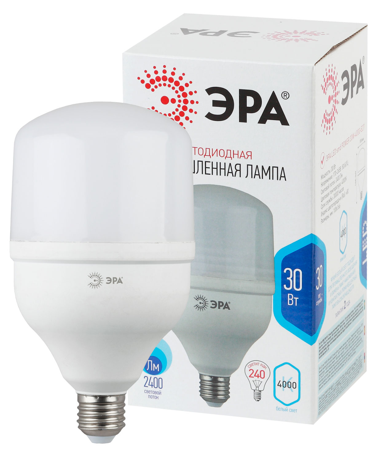 

Лампа светодиодная ЭРА LED T100-30W-4000E27 Нейтральный белый