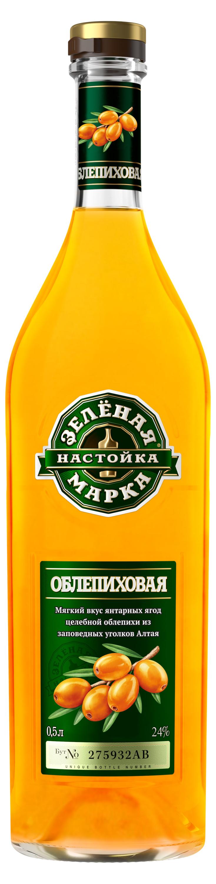 Изображение товара Настойка «ЗЕЛеНАЯ МАРКА» Облепиха Россия, 0,5 л