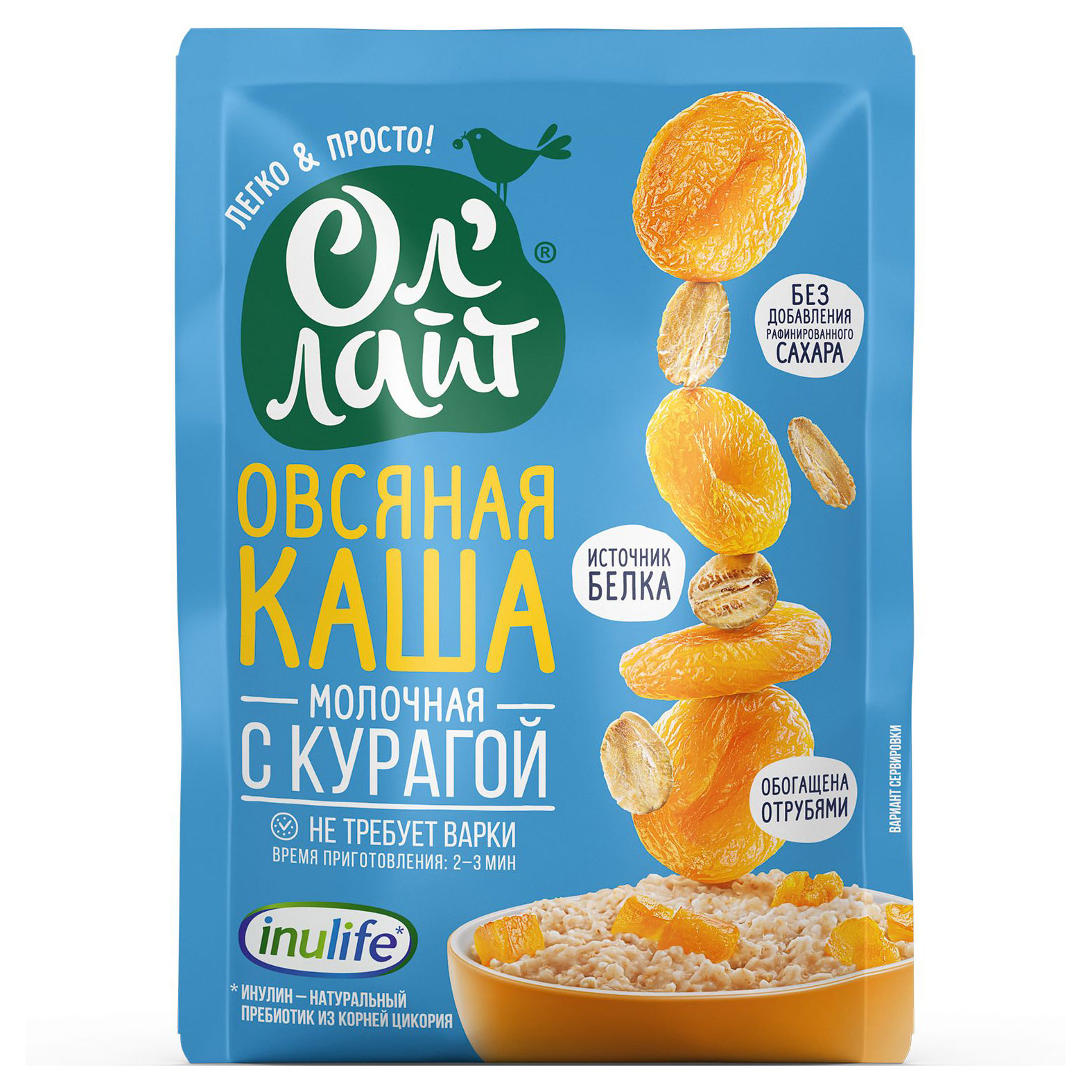 

Каша овсяная Ол'Лайт без сахара с курагой, 40 г