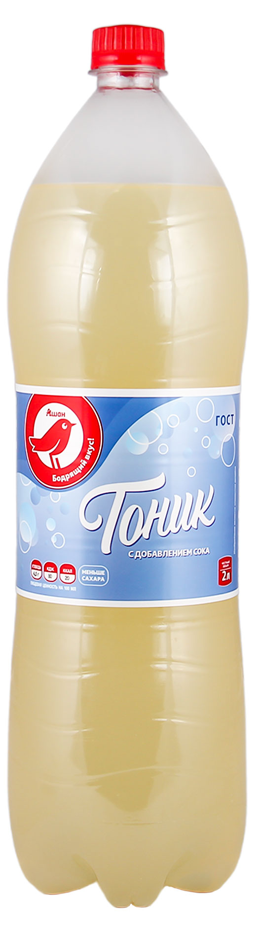 

Напиток сильногазированный АШАН Красная птица Тоник безалкогольный, 2 л