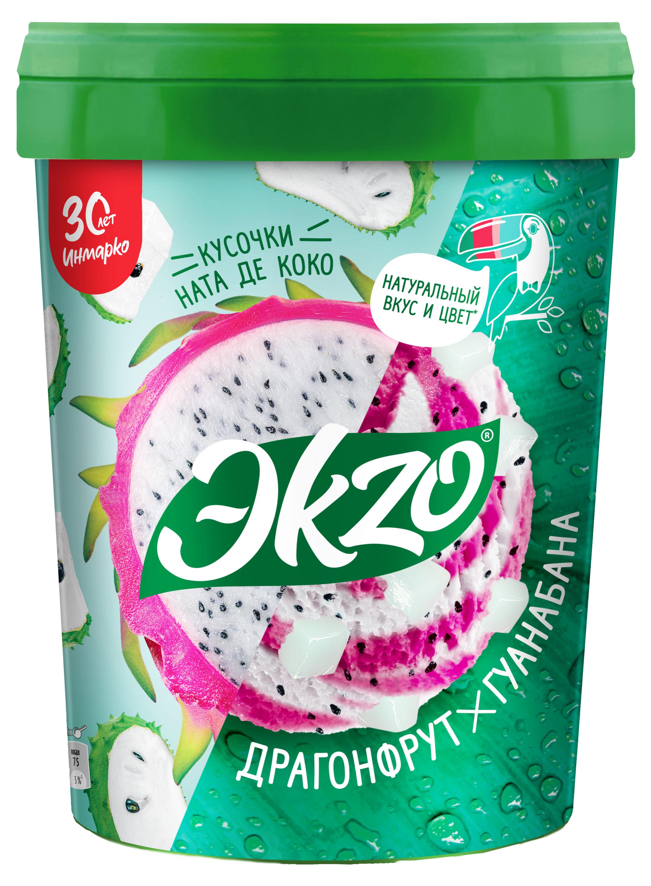 Изображение товара Мороженое молочное «Эkzo» Драгонфрут и Гуанабана, 520 г