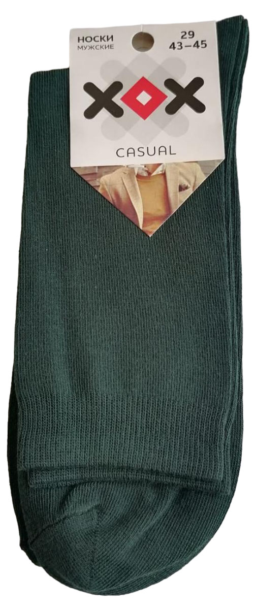 Изображение товара Мужские носки ХОХ однотонные темно-зеленого цвета, 25 размер, круглогодичные высокие носки