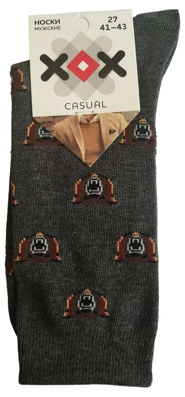 

Носки мужские ХОХ Медведь темно-серые, р 27