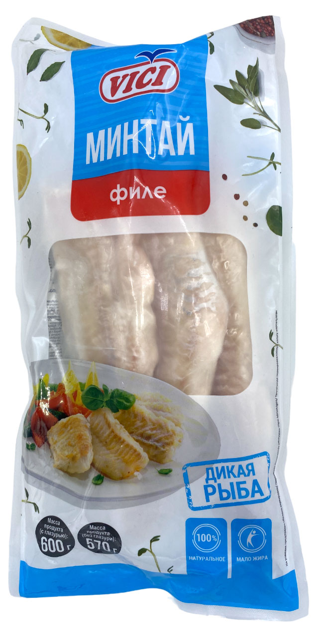 

Минтай замороженный VICI филе без кожи, 600 г
