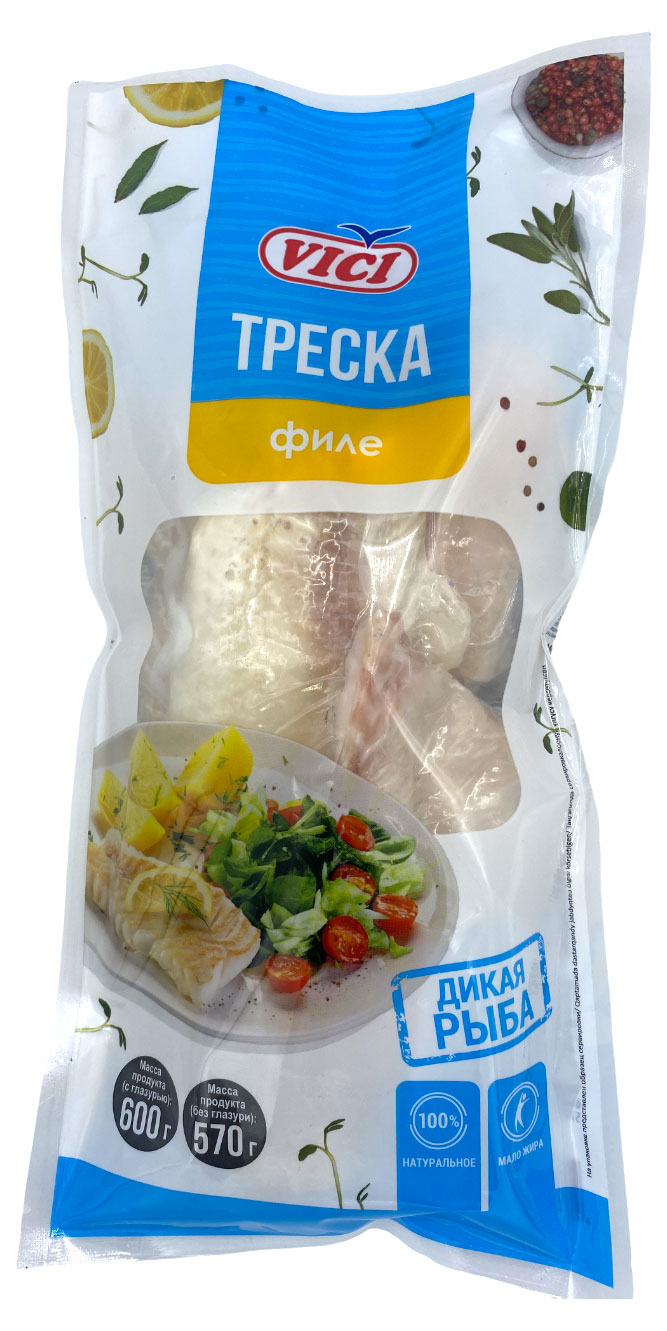

Треска замороженная VICI филе без кожи, 600 г