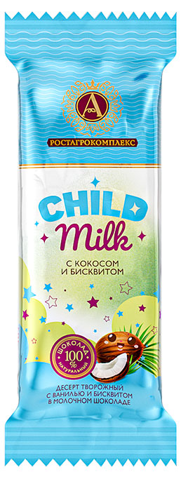 

Десерт творожный глазированный А.Ростагрокомплекс CHILD Milk с кокосом и бисквитом 15% БЗМЖ, 40 г