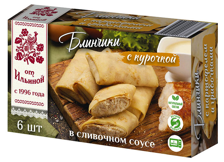 

Блинчики сытные от Ильиной с курочкой в сливочном соусе замороженные, 360 г