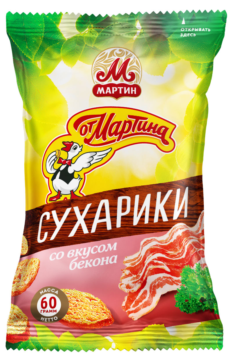 

Сухарики пшенично-кукурузные От Мартина со вкусом бекон, 60 г
