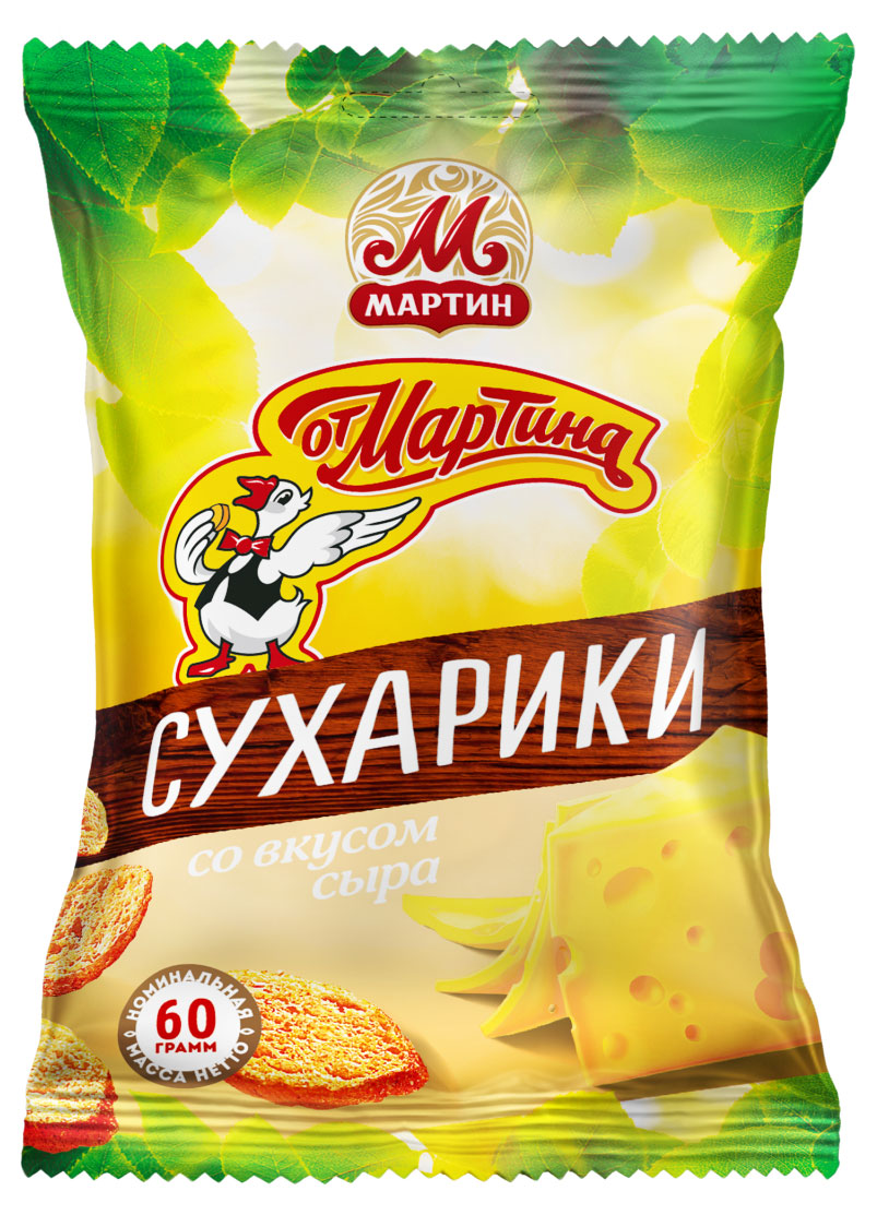 

Сухарики кукурузно-ржаные От Мартина со вкусом сыра, 60 г