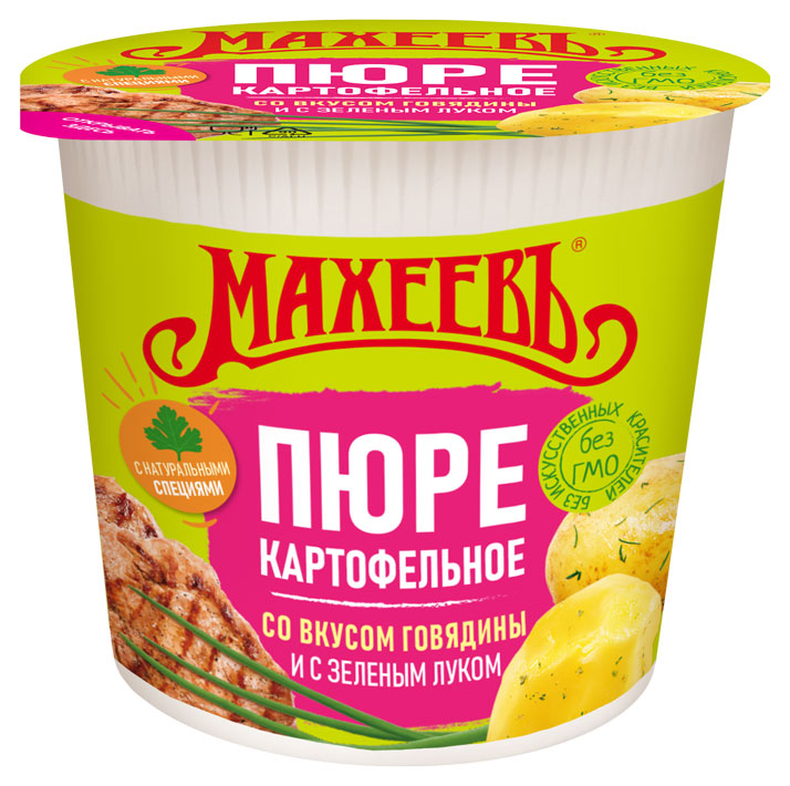 

Пюре картофельное МАХЕЕВЪ со вкусом говядины и зеленым луком, 40 г