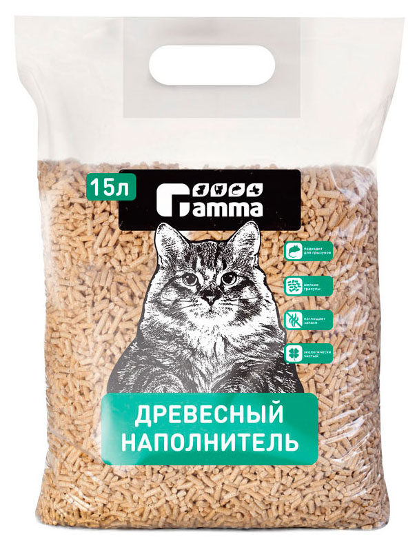 

Наполнитель для туалета GAMMA впитывающий древесный, 15 л