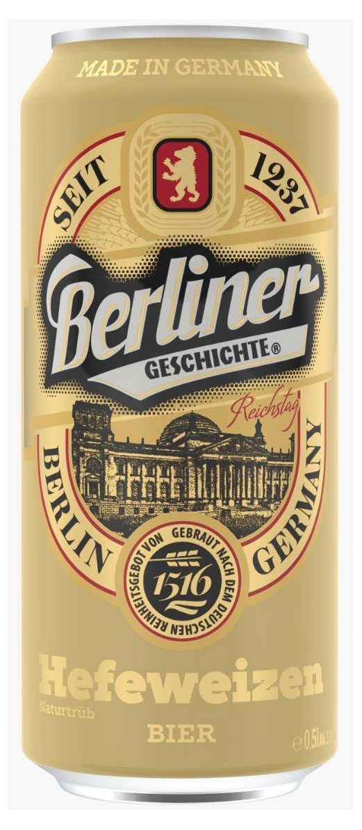 

Пиво Berliner Geschichte Hefeweizen светлое пастеризованное нефильтрованное, 500 мл