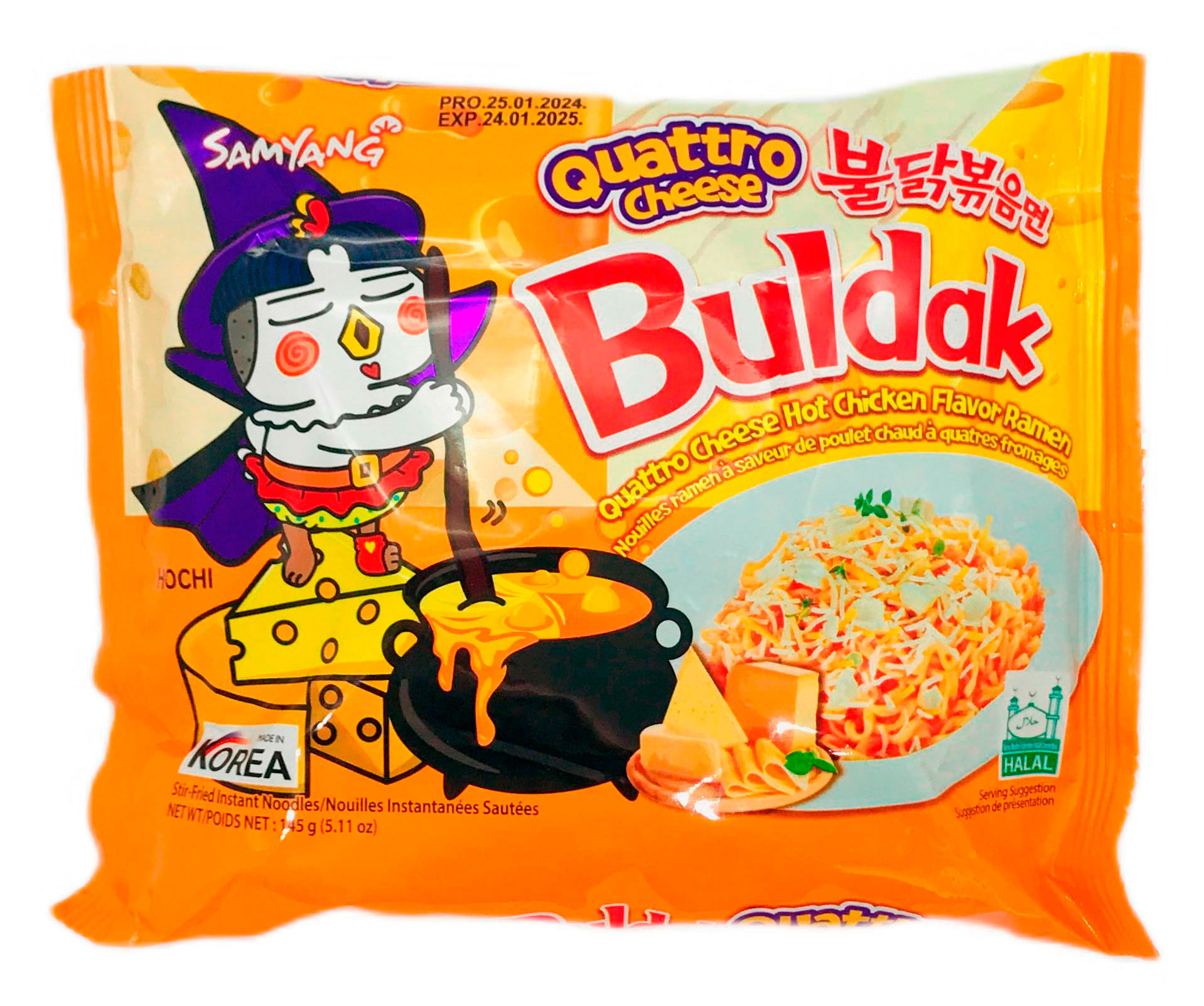 Samyang | Лапша острая быстрого приготовления Samyang Buldak со вкусом курицы и 4 сыра, 145 г
