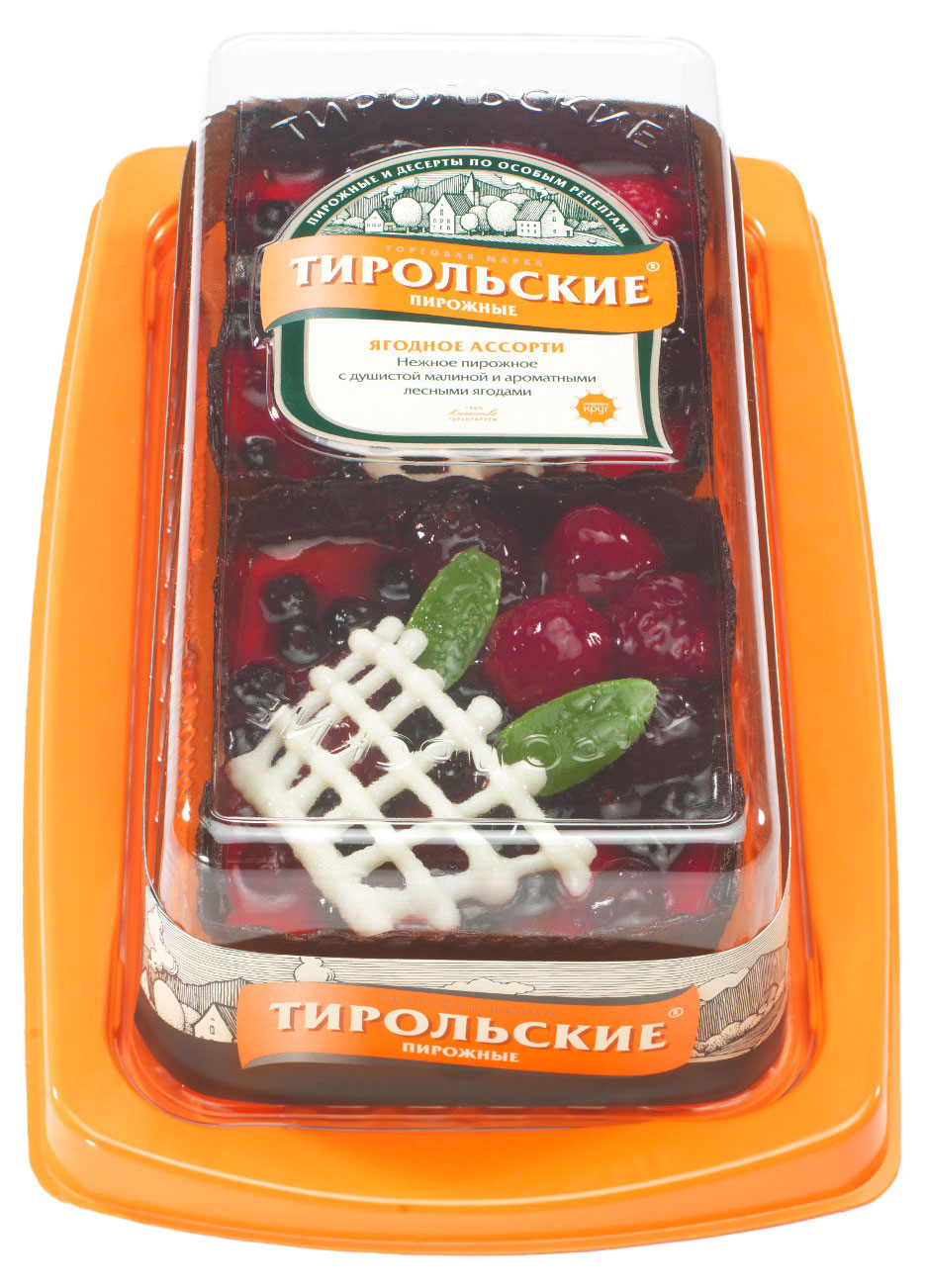 

Пирожные бисквитные Тирольские пироги Ягодное Ассорти с малиной и лесными ягодами 2 шт, 232 г