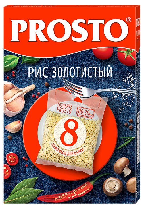

Рис PROSTO Золотистый длиннозерный в варочных пакетиках, 62,5 г х 8
