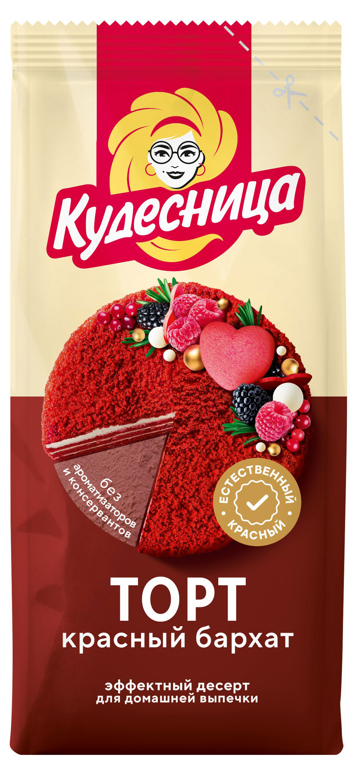 

Смесь для выпечки Кудесница Торт Красный бархат, 350 г