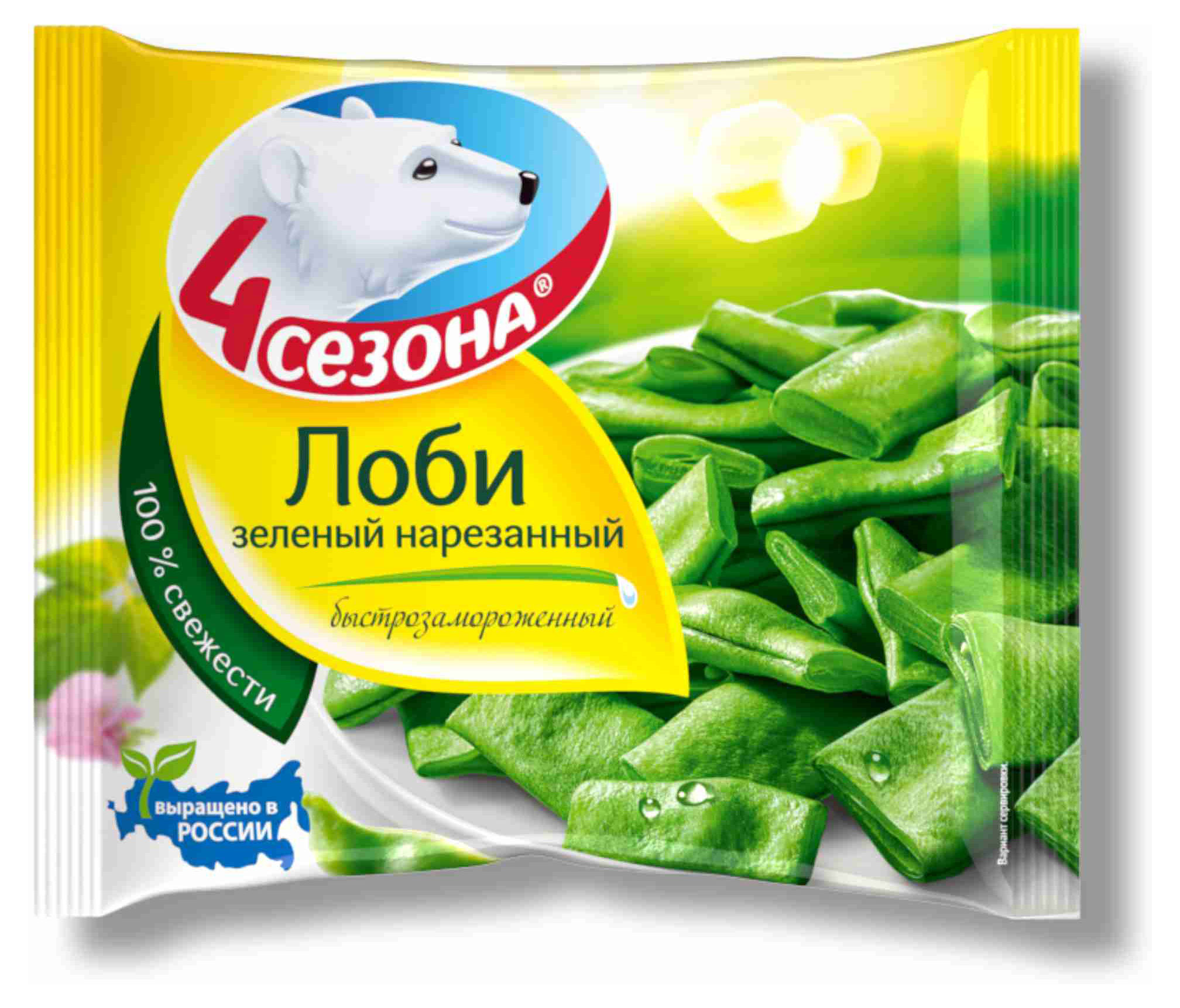 

Лоби зеленый 4 Сезона нарезанный замороженный, 400 г