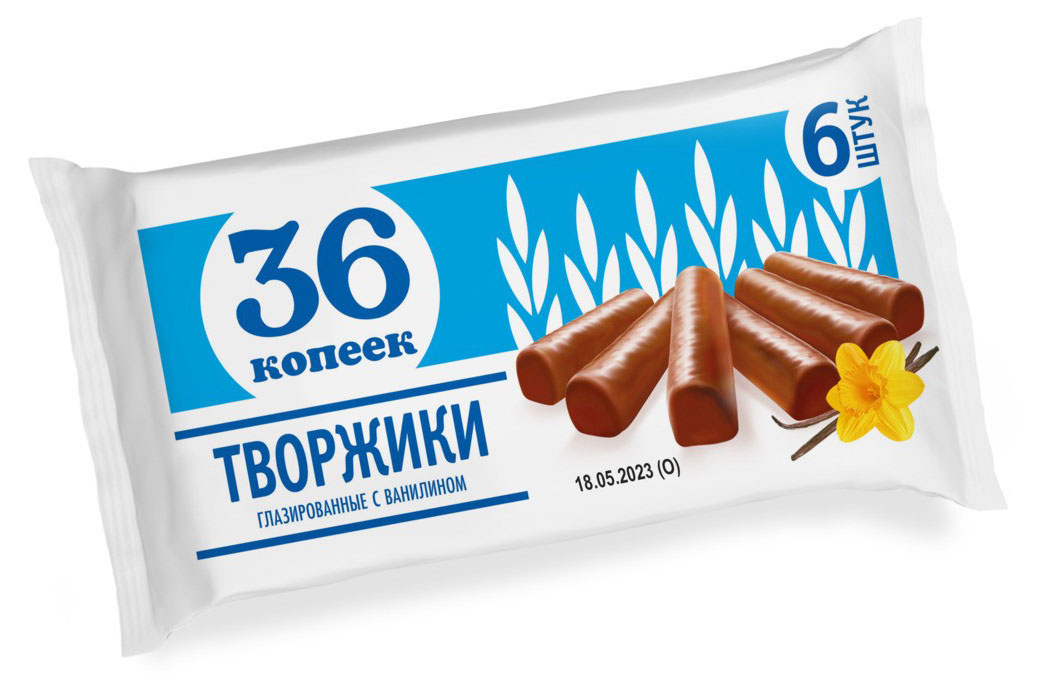 

Сырки творожные 36 Копеек Творожики глазированные палочки ванильные 26% БЗМЖ, 6 шт х 30 г