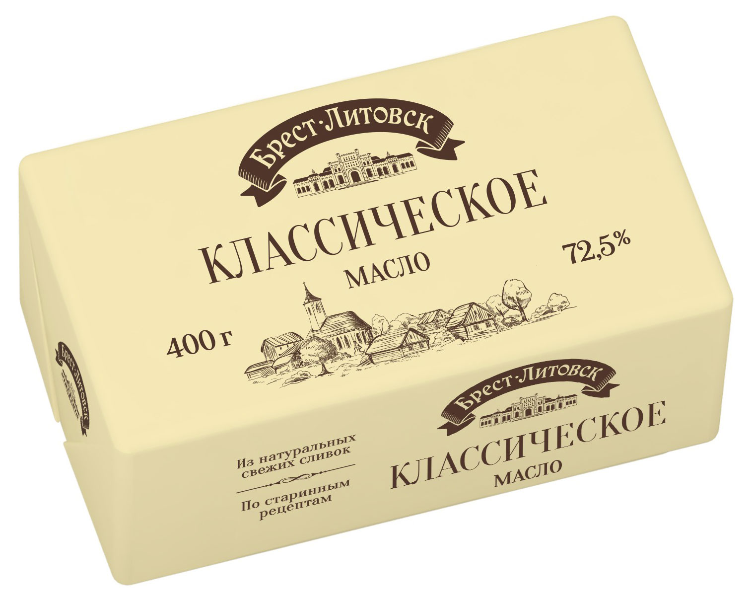 

Масло сливочное Брест-Литовск Крестьянское 72,5% БЗМЖ, 400 г