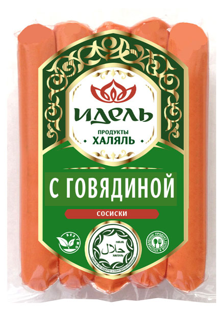 

Сосиски Идель с говядиной Халяль, 380 г