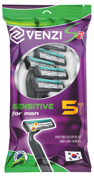 

Бритвенные станки Venzi Sensitive одноразовые S2, 5 шт