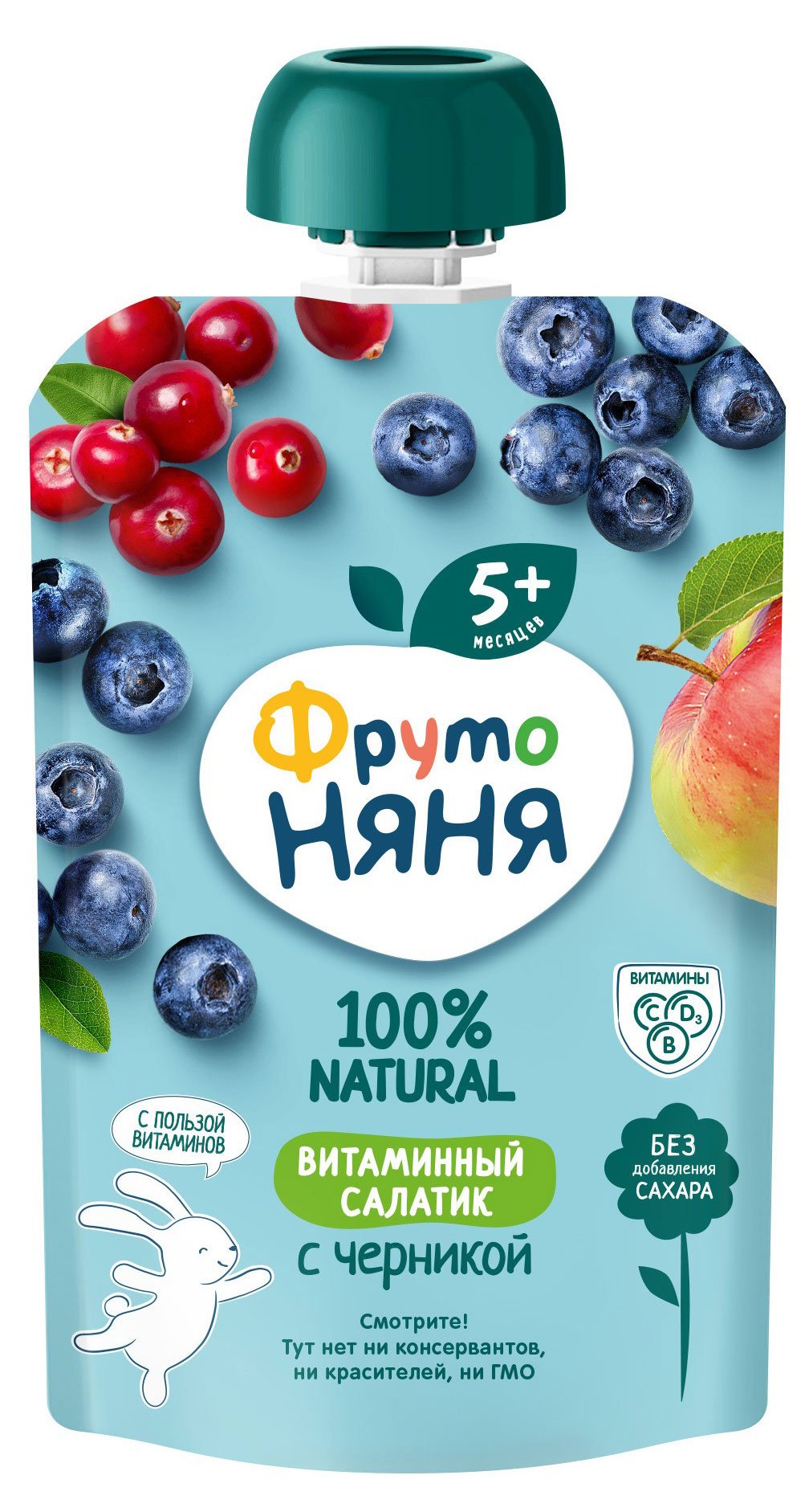 

Пюре ФрутоНяня Витаминный салатик с черникой, 90 г