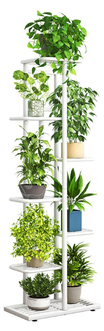 

Подставка для цветов металлическая Garden Show 8 мест белая, 41х22х126 см