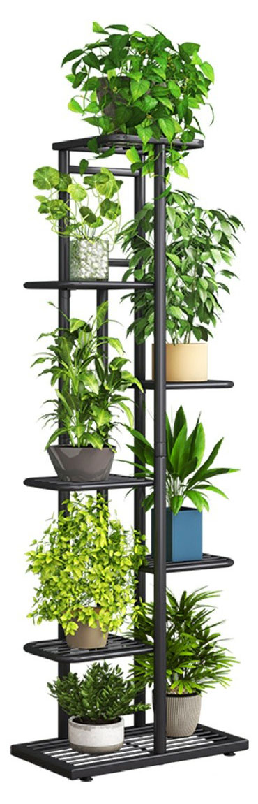 

Подставка для цветов металлическая Garden Show 8 мест графит, 41х22х126 см