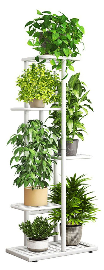 

Подставка для цветов металлическая Garden Show 6 мест белая, 41х22х96 см
