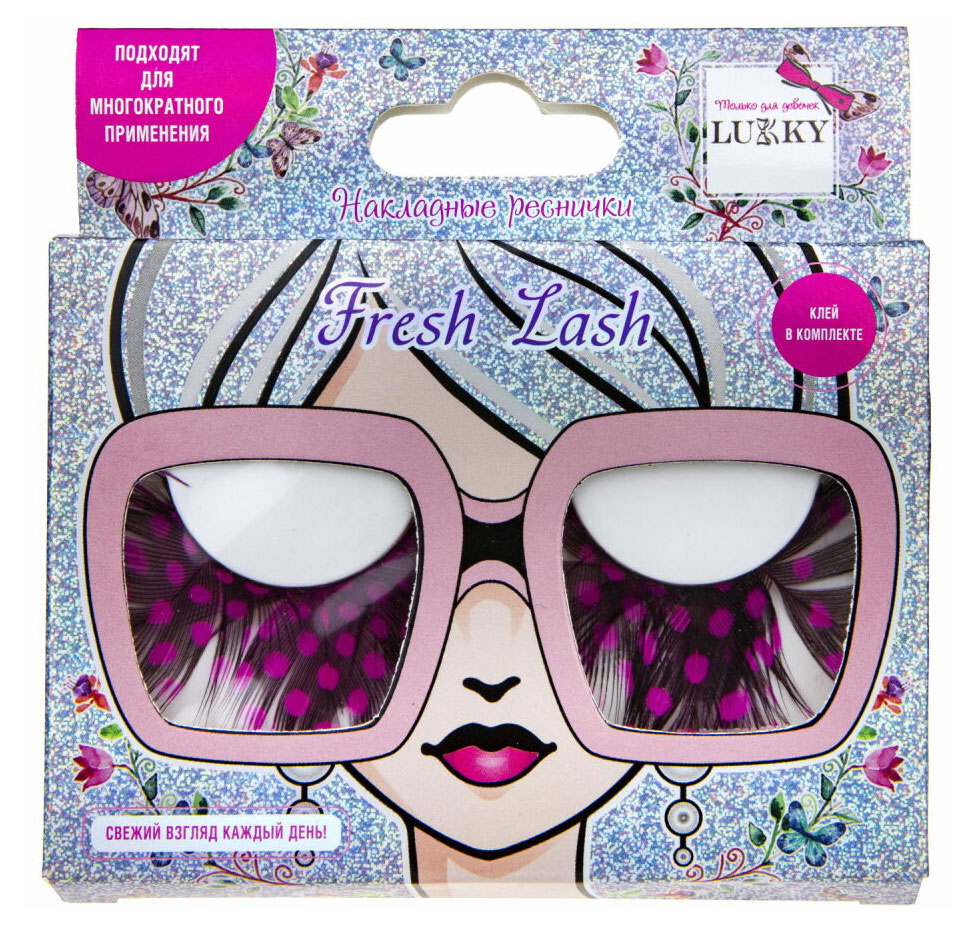 

Реснички накладные Lukky Fresh Lash перьевые розовый горох